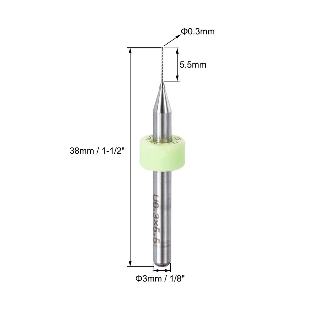 PCB Drill Bits 0.3mm Tungsten Carbide Rotary Tool Jewelry CNC Engraving Print Circuit Board Micro Drill Bits 1/8 Inch Shank 2 Set (20 Pcs)