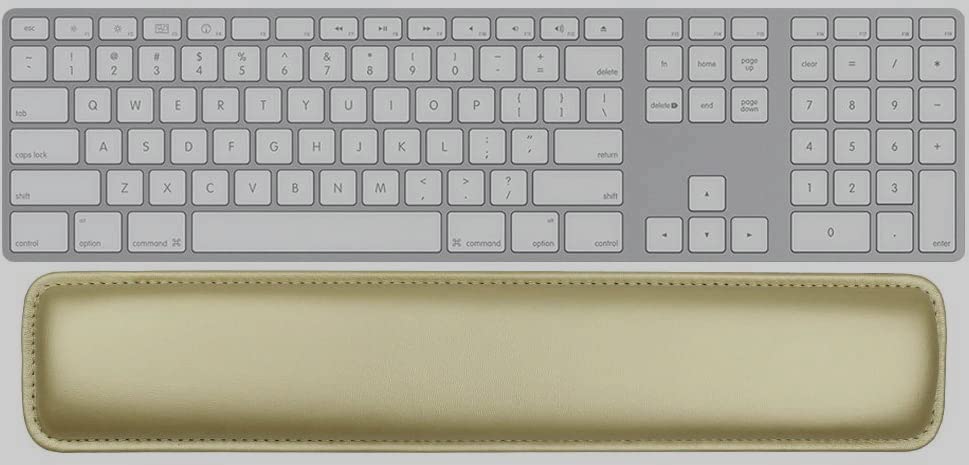 Keyboard Wrist Rest Pad,Soft PU Leather Wrist Support with Interior Soft Cushion Foam for Office/Computer/Laptops/Keyboard,Easy Typing &amp; Pain Relief,16.5 Gold