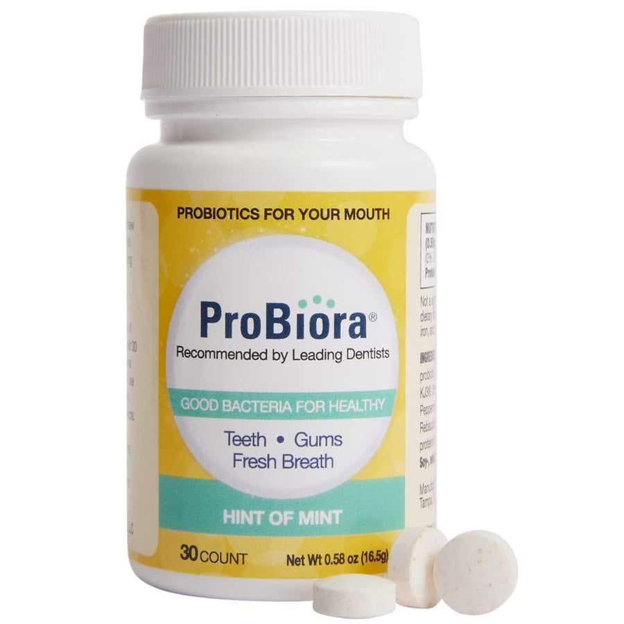 ProBiora Oral Probiotics for Teeth and Gums | Dental Probiotics for Improved Oral Health | Bad Breath Treatment for Adults | ProBiora3 Patented Probiotic Blend | Tooth Whitening | 30 Mint Tablets