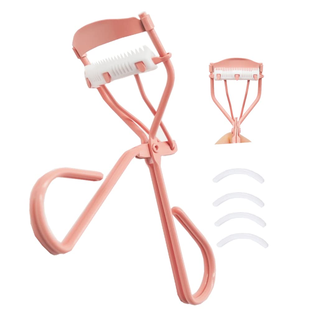 Eyelash Curlers with Comb Pink Eyelash Curler with Built in Comb Get a Lash Lift in Seconds, Durable Carbon Steel Body with Comfort Grip