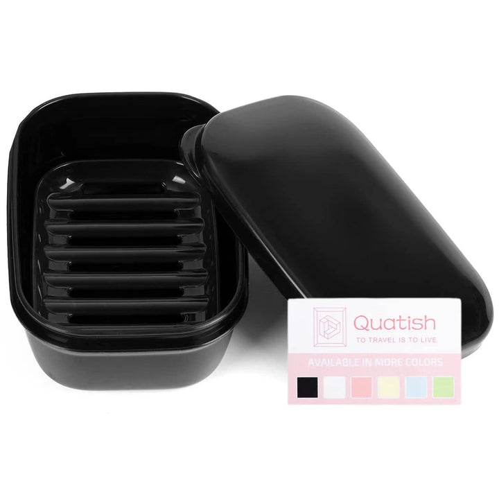 Leakproof Soap Holder 1 Pack, Travel Soap Container with Lid, Travel Size Toiletries, Portable Bar Soap Holder, Soap Box, Soap Dish for Traveling, Camping, Gym, Bathroom, Black