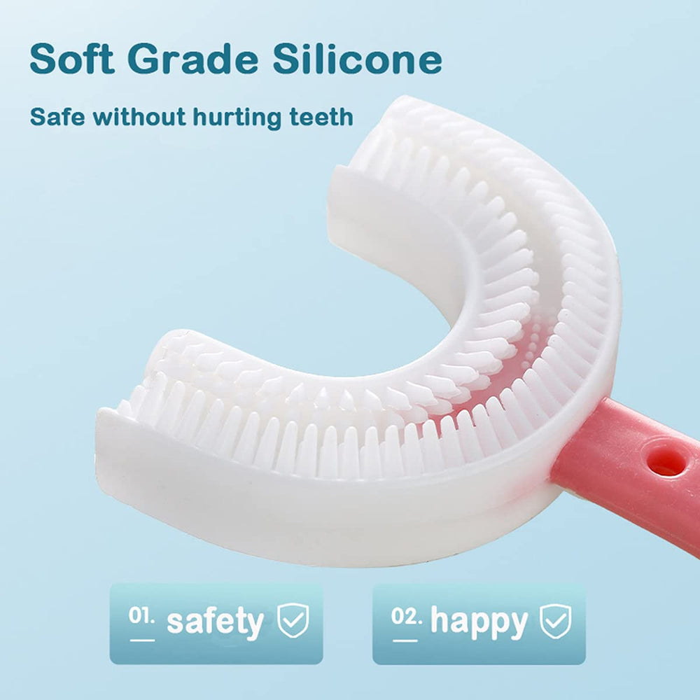 2 Pack Kids U-Shaped Toothbrush, Manual Training Tooth 