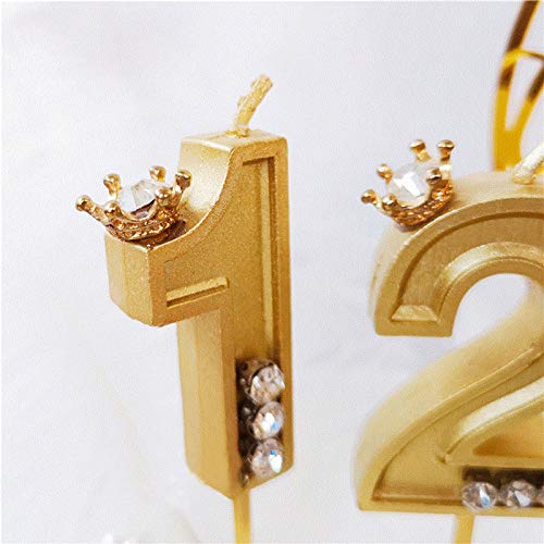Diamond Crown Handmade 2 Gold Candle Birthday 2nd Happy Birthday Cake Big Large Glitter Bday Candle Cupcake Topper Decoration Boy Girl No Number Second Year Adult Wedding Party