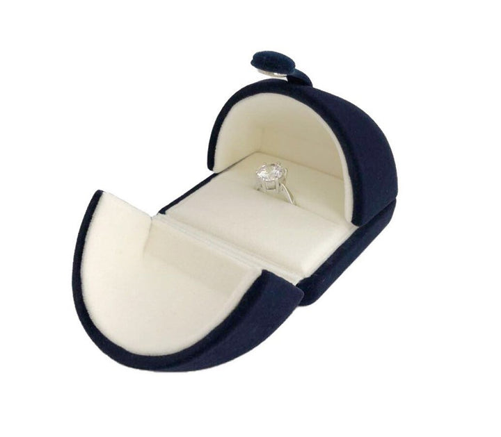 Elegant Blue Velvet Ring Box for Engagement Wedding Birthday Anniversary Valentine&#39;s Day Present Gift Luxurious Jewelry Case Storage Display Packaging Shows (Jewelry is not included)