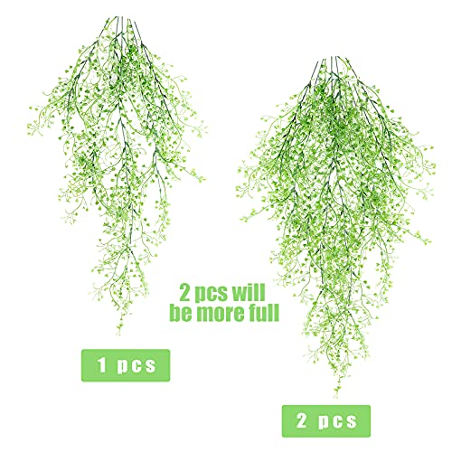 Fake Hanging Plants Artificial Ferns for Outdoor Hanging Faux Plants Vine Ivy Faux Fern Hanging Vines Wall Plants for Home Garden Party Wedding Decor (White 4P)