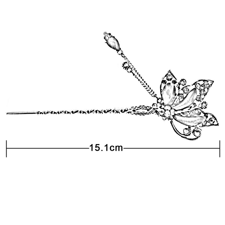 Fashion Long Hair Decor Chinese Traditional Style Women Girls Hair Stick Hairpin Hair Making Accessory with Butterfly, Red