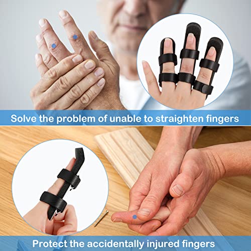 6 Pieces Finger Splint Metal Finger Support Finger Knuckle Immobilization with Soft Foam Inner Band and Protective Vent for Adults and Children, 2 Styles (Black)