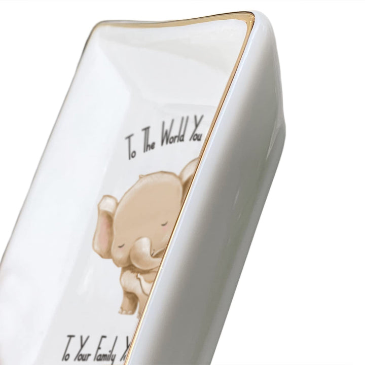 Mother&#39;s Day Gifts for Mom Elephant Ring Dish Holder Trinket Tray- to The World You are A Mom, But to Our Family You are The World