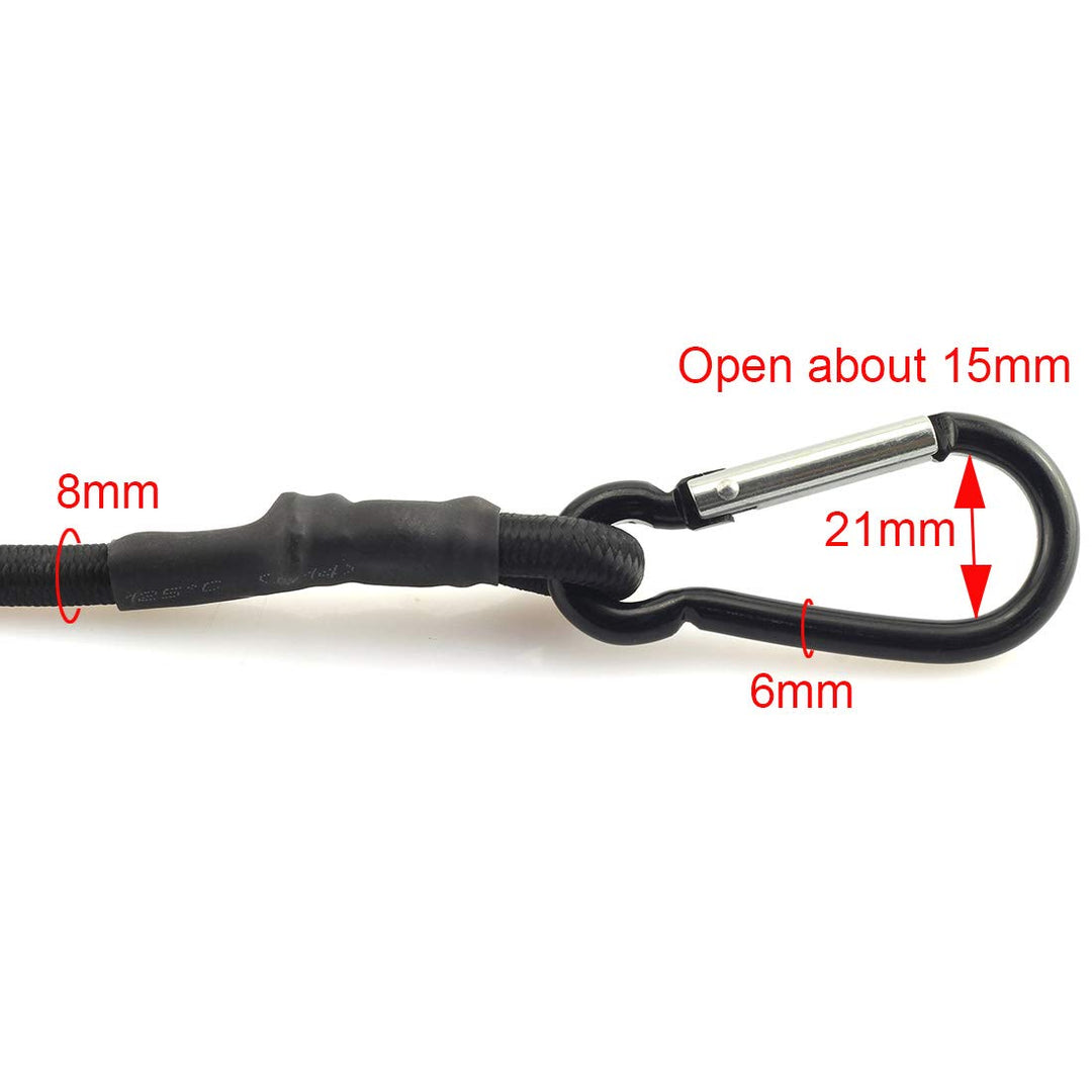 2pcs 8mm x 60cm Bungee Cord with Hook Heavy Duty Straps 2 Climbing Hooks Strong Elastic Rope Shock Cord Tie Down Set(Black)