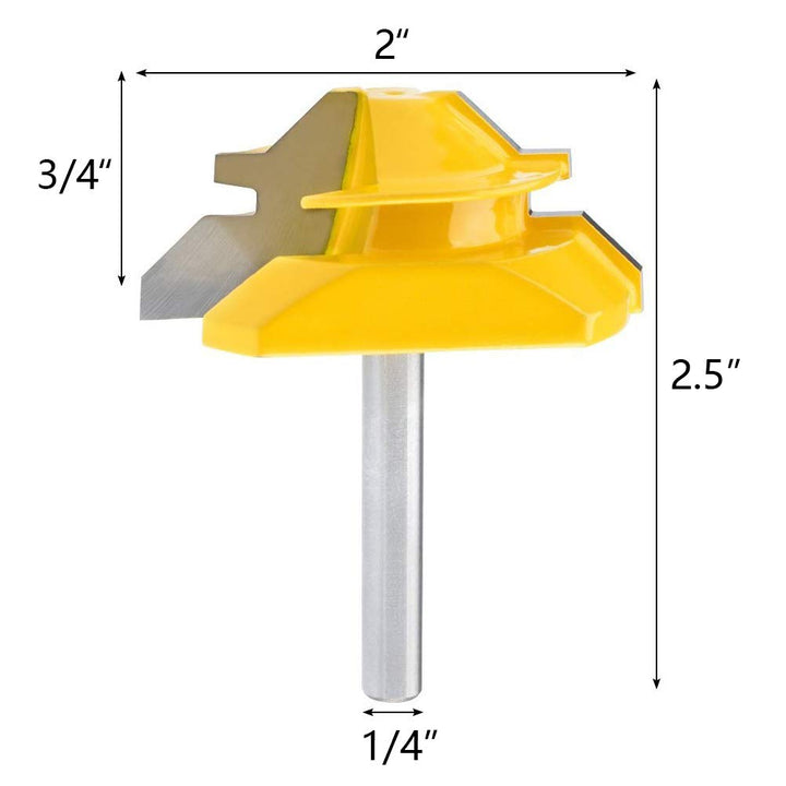 Meihejia 1/4 Inch Shank 45 Degree Lock Miter Router Bit 3/4 Inch Stock Joint Router Bit Woodworking Cutter Tool