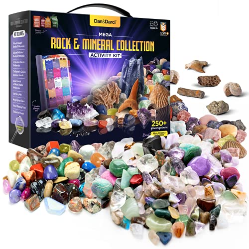 Rock Collection for Kids. Includes 250+ Bulk Rocks, Gemstones &amp; Crystals + Genuine Fossils and Minerals - 2 Lbs. - Geology Science STEM Toys, Gifts for Boys &amp; Girls Ages 6+. Earth Science Activity