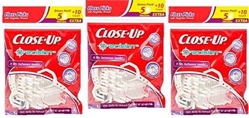 Close-Up Precision Floss Picks 60 Ct, Pack of 3 (180 Fl