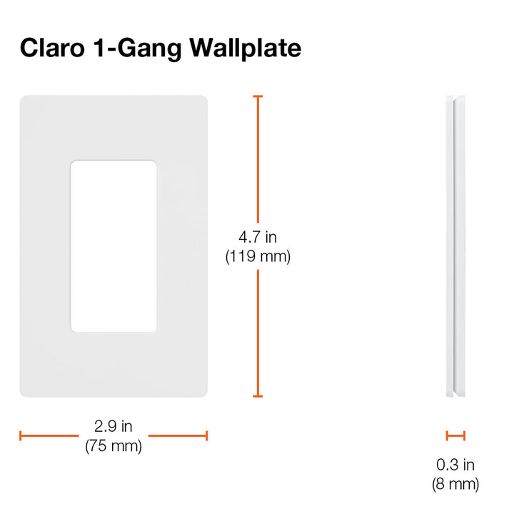 Claro 1 Gang Decorator/Rocker Wallplate, Gloss, Black (1-Pack) | CW-1-BL