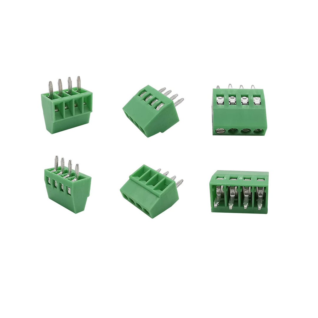 Cermant 20 pcs 4 Pin XK128-2.54MM (0.1inch) Pitch Screw Terminal Block Connector Green 150V 6A PCB Mount Screw Terminal Block Connector (2.54MM-4P-20Pcs)