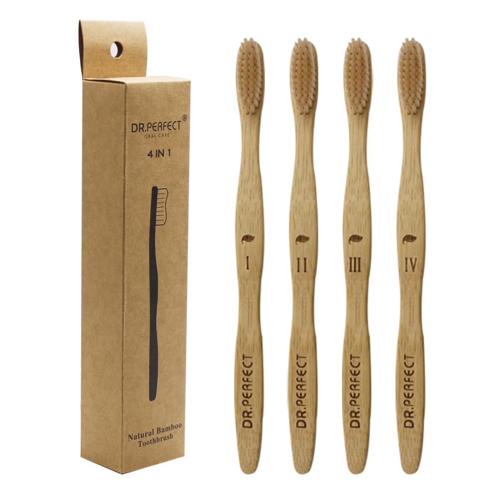 Dr.Perfect Bamboo Toothbrush with Medium Soft BPA Free 