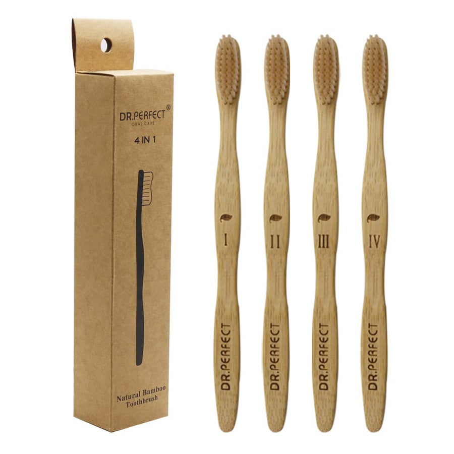 Dr.Perfect Bamboo Toothbrush with Medium Soft BPA Free 