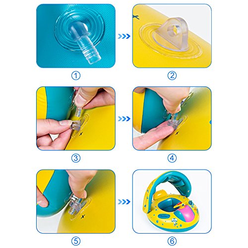 Baby Swimming Float, Baby Pool Float with Canopy, Inflatable Infant Pool Swimming Boat with Sunshade, Babies Swimming Float, Baby Pool Toy