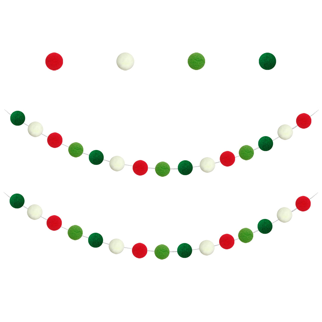 Christmas Felt Ball Garland Christmas Pom Pom Garland Christmas Decoration Holiday Decor 25mm 30 Balls NO DIY Required