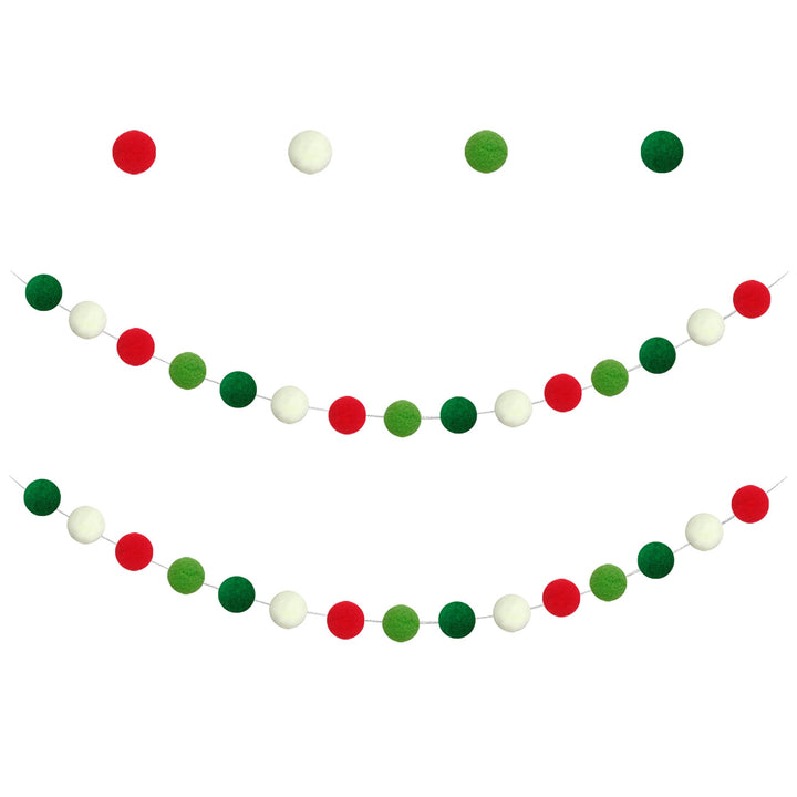 Christmas Felt Ball Garland Christmas Pom Pom Garland Christmas Decoration Holiday Decor 25mm 30 Balls NO DIY Required