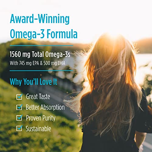 Omega-3, Lemon Flavor - 8 oz - 1560 mg Omega-3 - Fish Oil - EPA &amp; DHA - Immune Support, Brain &amp; Heart Health, Optimal Wellness - Non-GMO - 48 Servings