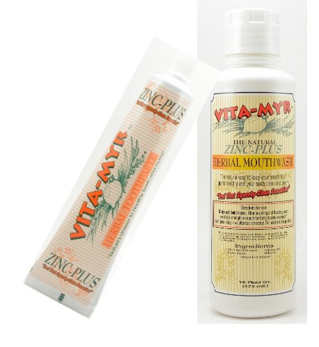 Value Package 1 - 1 Tube Original 4 Oz Zinc+ Natural Toothpaste &amp; 1- 16 Oz Natural Mouthwash. Gluten Free. Vegan, No SLS, No Sugar, Fluoride, Alcohol or Saccharin. Control Bad Breath