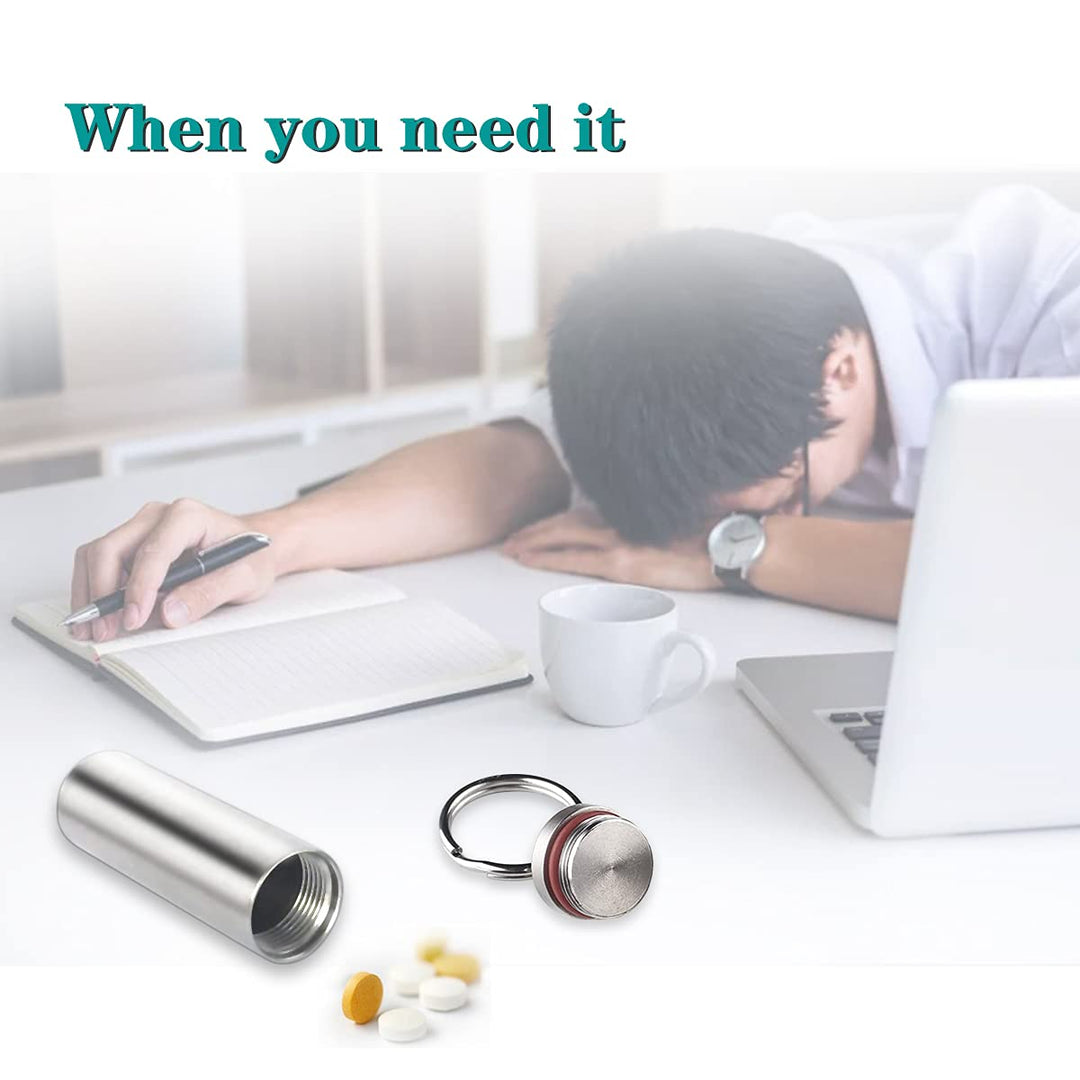 FULLGUEEN Pill Holder Keychain,Portable Waterproof Sing