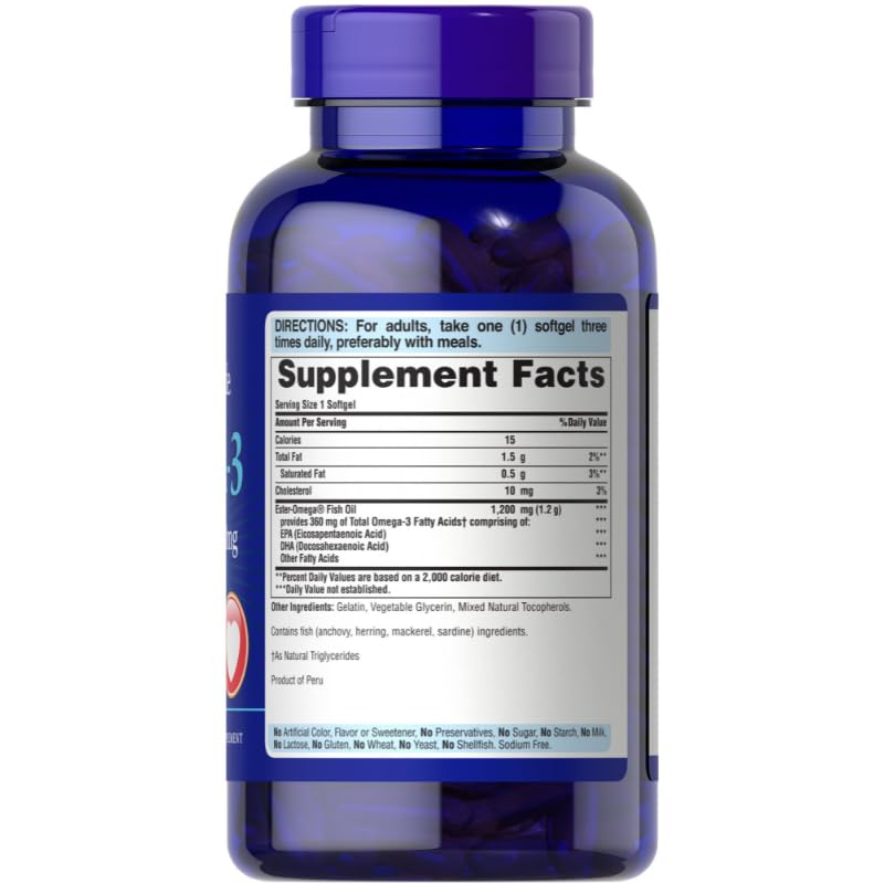 Puritan&#39;s Pride Omega-3 Fish Oil 1200mg, 200 so