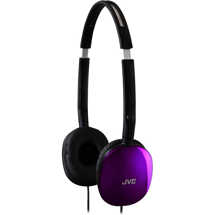 Violet Flat and Foldable Colorful Flats On Ear Headphone with 3.94 foot Gold Plated Phone Slim Plug HAS160V