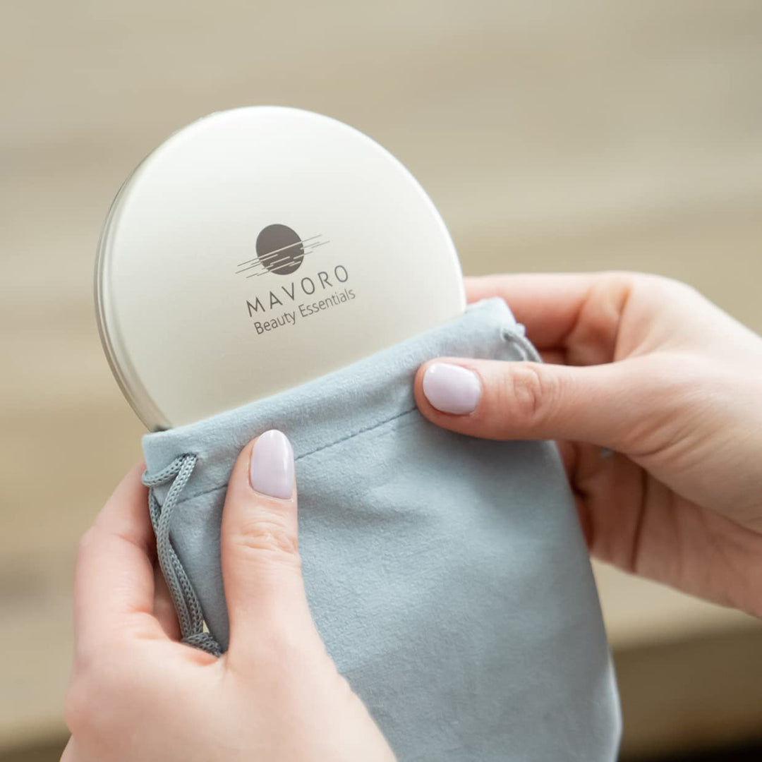 Magnifying Compact Mirror for Purses, 1x/10x Magnification – Double Sided Travel Makeup Mirror, 4 Inch Small Pocket or Purse Mirror. Distortion Free Folding Portable Compact Mirrors (Champagne Gold)