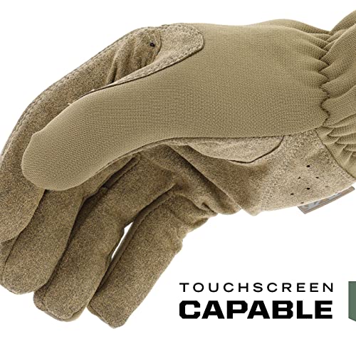 : FastFit Tactical Gloves with Elastic Cuff for Secure Fit, Work Gloves with Flexible Grip for Multi-Purpose Use, Durable Touchscreen Capable Safety Gloves for Men (Brown, XX-Large)