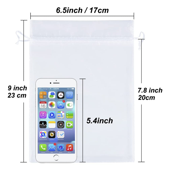 HRX Package 100pcs Sheer Organza Bags White, 6 x 9 inch