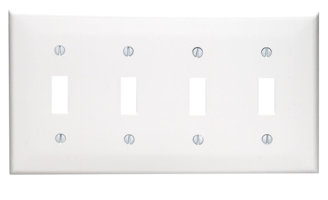White , 4 Gang : 80712-W 4-Gang Toggle Device Switch Wallplate, Standard Size, Thermoplastic Nylon, White