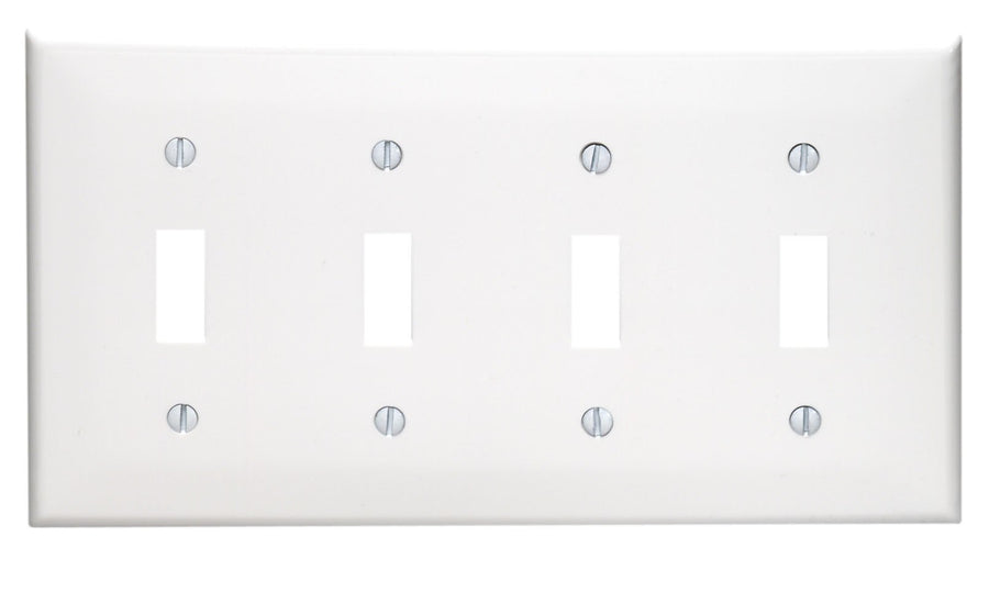 White , 4 Gang : 80712-W 4-Gang Toggle Device Switch Wallplate, Standard Size, Thermoplastic Nylon, White