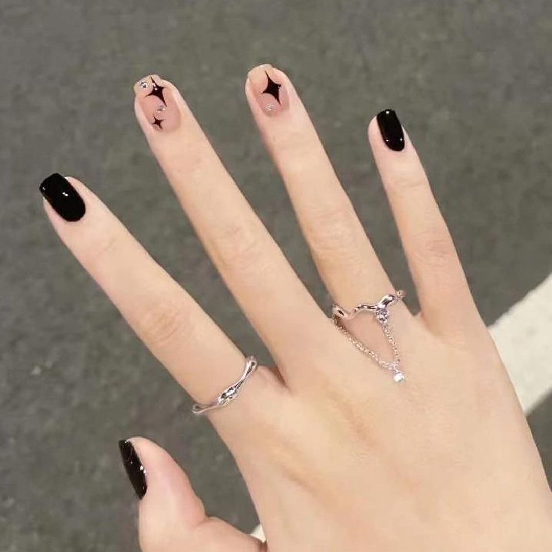 Square Press on Nails Short Acrylic Nails Glossy Nails Squoval Fake Nails for Women and Girls