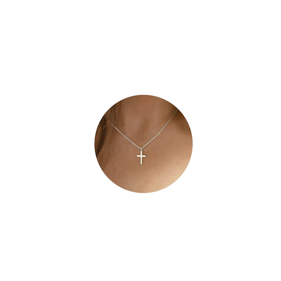 Tewiky Silver Necklace for Women, Simple Silver Cross N