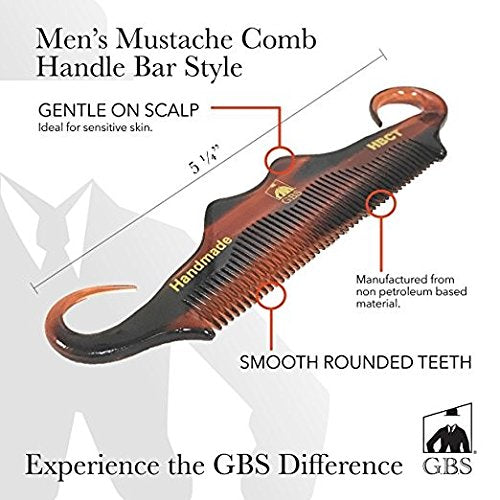 2 Pack Men&#39;s Combs - Handle Bar Comb for Mustache &amp; Folding Hair Comb