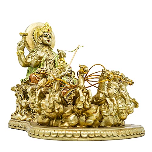 Hindu God Lord Surya-Sun Sculpture - India Religiou Gifts Handicraft God Suryadev Figurine Hinduism Murti Home Mandir Temple Altar Pooja Item Diwali Wedding Birthday Gifts for Indian People