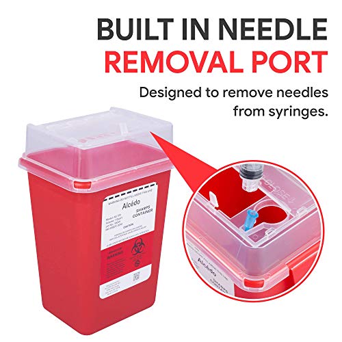 Sharps Container for Home Use and Professional 1 Quart (3-Pack) | Biohazard Needle and Syringe Disposal | Small Portable Container for Travel