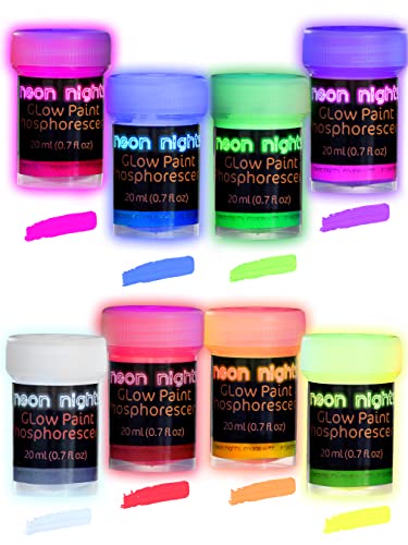 Glow in The Dark | Luminescent | Phosphorescent | Self-Luminous Paint - Set of 8