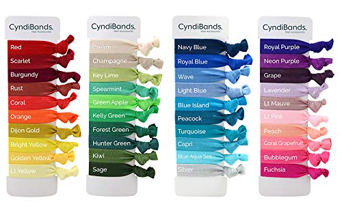 Green Forest: 25 Count Hair Ties (More Colors Available) No-Snag Knotted Ponytail Holders/Bracelets - Forest Green