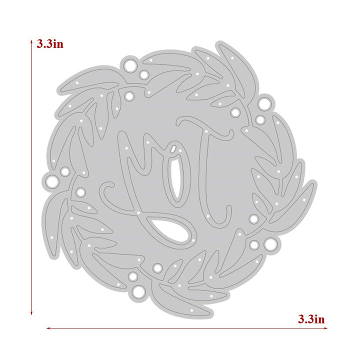 3.3 Inch Flower Wreath with Joy Words Letters Embossing Metal Cutting Dies Christmas Thanksgiving Craft Die Cuts