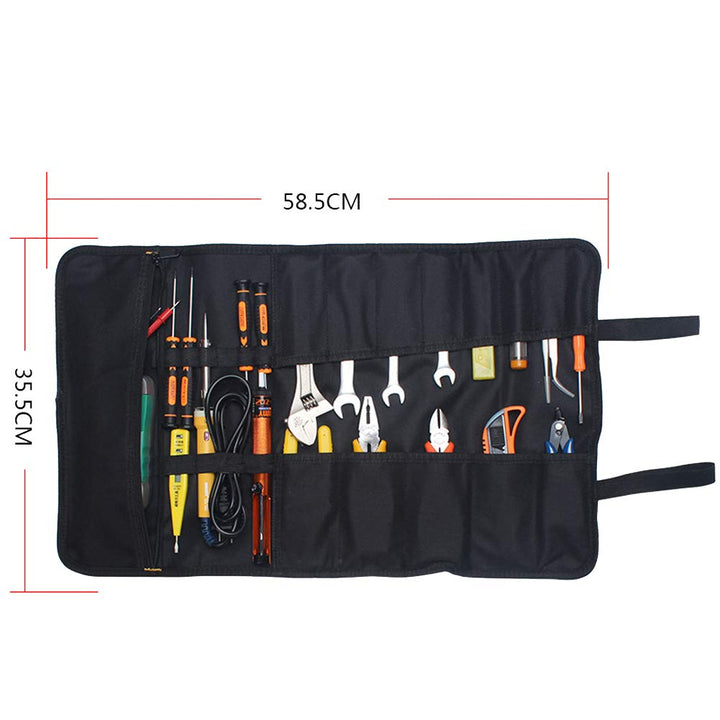 Large Wrench Roll Up Tool Roll Pouch Bag with 22 Pockets, Waterproof Canvas Wrench Roll Organizer Bag for Craftwork Handyman Electrician