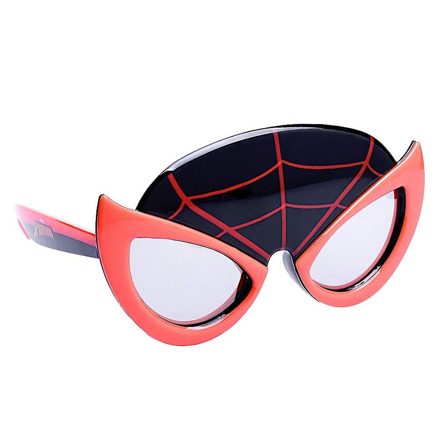 Spider-Man Miles Morales Costume Sunglasses Marvel Accessory, Lil' Characters Mask, Spider-man Party Favors with UV400, Black, Red
