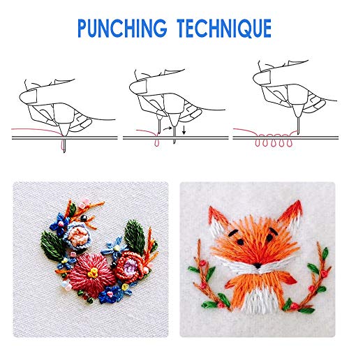 12 Piece Punch Needle Embroidery Kits, Embroidery Pen Needle Punch kit- Finger Protectors Craft Tools with Storage Box for Embroidery Floss Cross Stitching Beginner