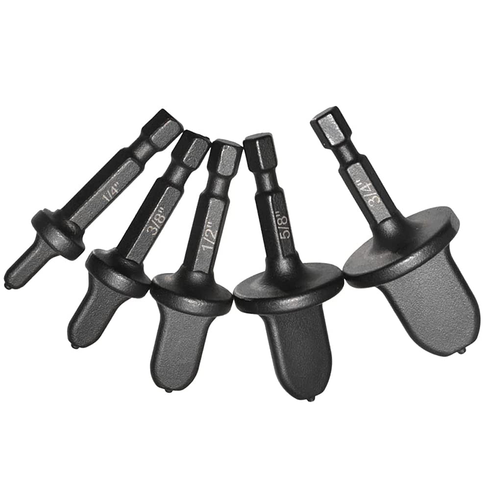 5pc Swaging Tool Drill Bit Set, HVAC Repairing Set 1/4&#39;&#39; Hex Shank Air Conditioner Copper Tube Expander Flaring Drill Bit - 1/4&#39;&#39;, 3/8&#39;&#39;, 1/2&#39;&#39;, 5/8&#39;&#39;, 3/4&#39;&#39;