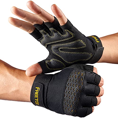 Workout Gloves for Men 2021 Latest, [Full Palm Protection] [Ultra Ventilated] Weight Lifting Gloves with Cushion Pads and Silicone Grip Gym Gloves Durable Training Gloves for Exercise Fitness