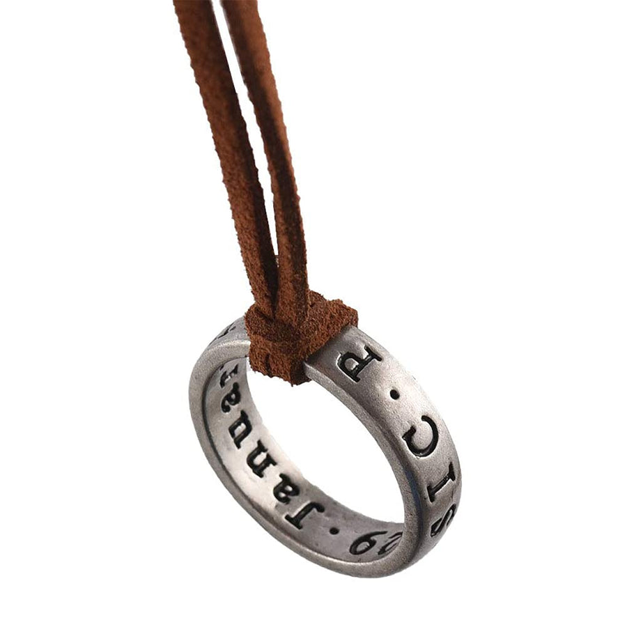 Uncharted 4 Nathan Drake Ring Necklace for Men with Adjustable Leather Cord Handmade