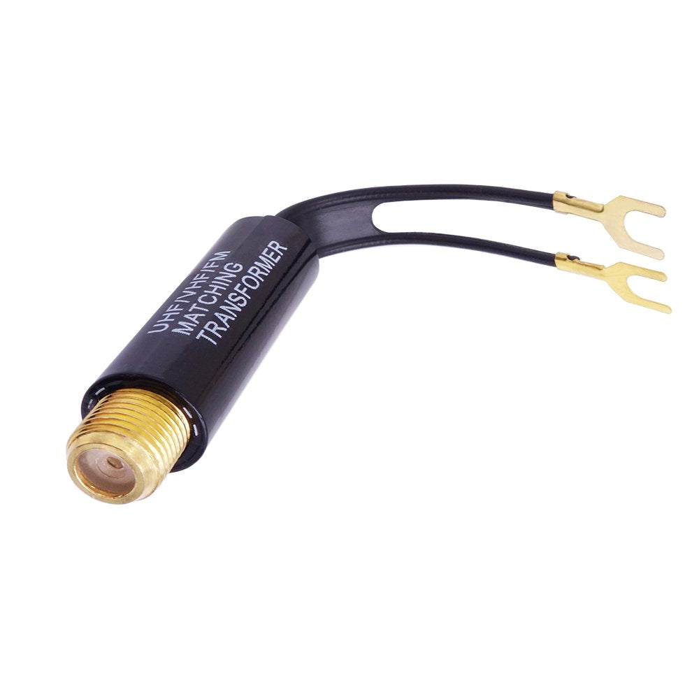 2 Pack Gold Plated 75 Ohm to 300 Ohm UHF/VHF/FM Matching Transformer Converter Adapter with F Type Female Coax Coaxial Connector Plug Jack for Cable Wire Antenna TV