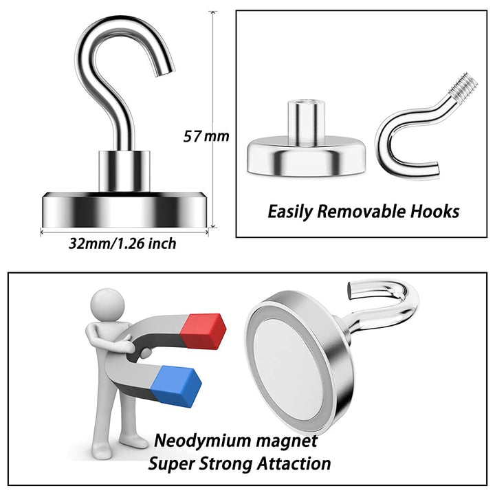 Elefama 100LB Magnetic Hooks Heavy Duty for Hanging BBQ