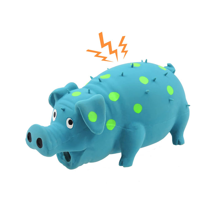 Andiker Dog Squeaky Toy, Dots Latex Dog Chew Toys with a Oinks Sound Squeaker Grunting Pig Dog Toy Durable Self Play 8 Dog Squeeze Toy for Dental Biting Chasing to Kill Boring Time (Blue)
